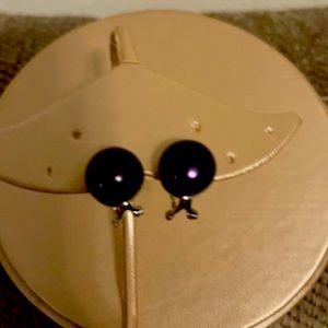 12-13mm Black Cultured Pearl Earrings.
